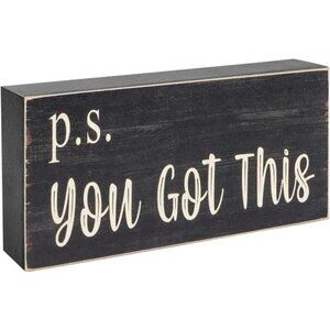 Motivational Home Office Desk Black Decor - Farmhouse Wooden Box Sign Gift